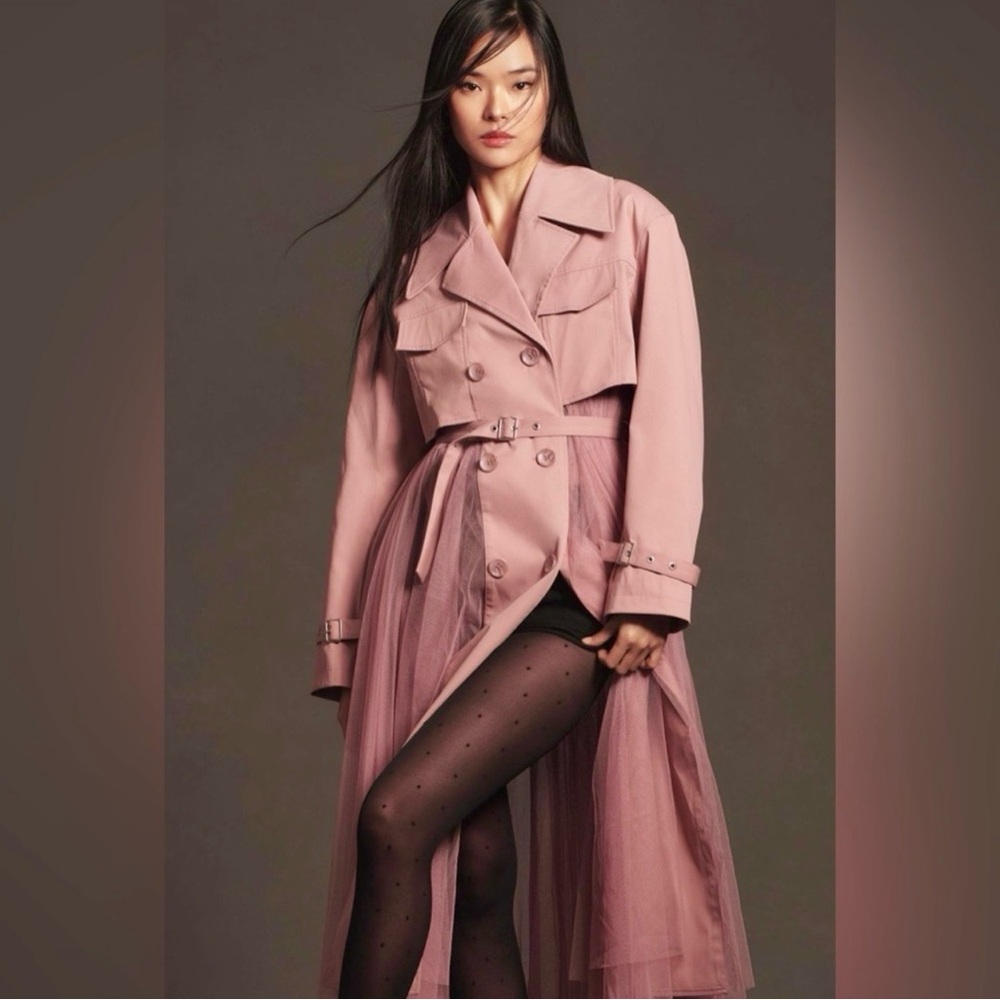 Anthropologie tulle skirted trench coat